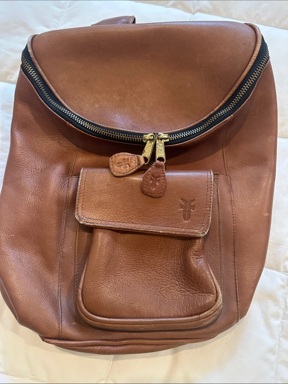 Frye Chestnut Leather Backpack in Warm Brown